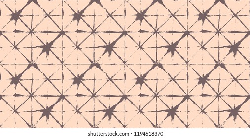 Japanese Kimono Vector Seamless Pattern, Trendy Tie Dye Organic Texture. Wabi Sabi Ikat Geo Texture, Asian Kimono Design Watercolour Batik Prints. Trendy Shibori Geometric Seamless Summer Pattern