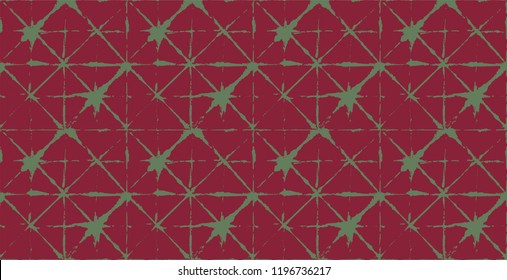 Japanese Kimono Vector Seamless Pattern, Trendy Tie Dye Organic Texture. Wabi Sabi Ikat Geo Texture, Asian Fashion Textile Watercolour Batik Print. Creative Shibori Geometric Seamless Summer Pattern