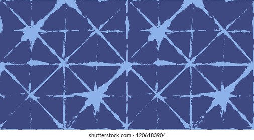 Japanese Kimono Vector Seamless Pattern, Female Tie Dye Organic Texture. Wabi Sabi Ikat Geo Texture, Asian Kimono Textile Watercolour Batik Prints. Trendy Shibori Geometric Seamless Summer Pattern
