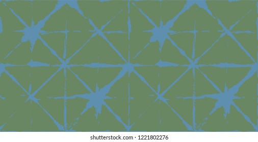 Japanese Kimono Vector Seamless Pattern, Trendy Tie Dye Organic Texture. Wabi Sabi Ikat Geo Pattern, Asian Kimono Fashion Watercolor Batik Design. Textured Shibori Bohemian Seamless Summer Pattern