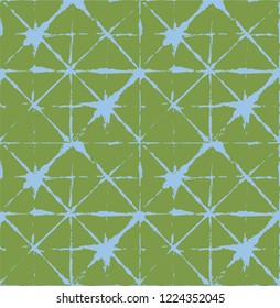 Japanese Kimono Vector Seamless Pattern, Female Tie Dye Organic Texture. Wabi Sabi Ikat Geo Texture, Asian Kimono Fashion Watercolour Batik Prints. Children Shibori Geometric Seamless Summer Pattern