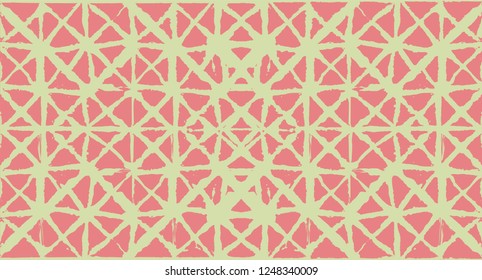 Japanese Kimono Vector Seamless Pattern, Trendy Tie Dye Organic Texture. Wabi Sabi Ikat Geo Texture, Asian Kimono Fashion Watercolour Batik Prints. Textured Shibori Bohemian Seamless Summer Pattern