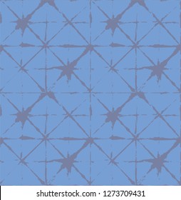 Japanese Kimono Vector Seamless Pattern, Female Tie Dye Organic Texture. Asian Fashion Fabric Watercolour Batik Print, Wabi Sabi Ikat Geo Texture. Textured Shibori Bohemian Seamless Summer Pattern