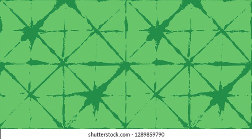 Japanese Kimono Vector Seamless Pattern, Artistic Tie Dye Geisha Ornament. Wabi Sabi Ikat Geo Texture, Asian Kimono Design Watercolour Batik Prints. Textured Shibori Geometric Seamless Summer Pattern