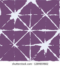 Japanese Kimono Vector Seamless Pattern, Female Tie Dye Organic Texture. Wabi Sabi Ikat Geo Texture, Asian Kimono Fashion Watercolor Batik Design. Children Shibori Geometric Seamless Summer Pattern