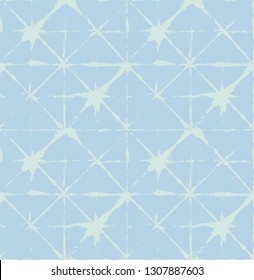 Japanese Kimono Vector Seamless Pattern, Trendy Tie Dye Organic Texture. Wabi Sabi Ikat Geo Texture, Asian Kimono Textile Watercolour Batik Prints. Hand Painted Shibori Geometric Seamless Background
