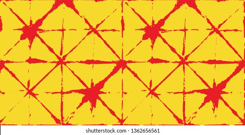 Japanese Kimono Vector Seamless Pattern, Female Tie Dye Organic Texture. Wabi Sabi Ikat Geo Texture, Asian Kimono Design Watercolour Batik Prints. Textured Shibori Bohemian Seamless Summer Pattern