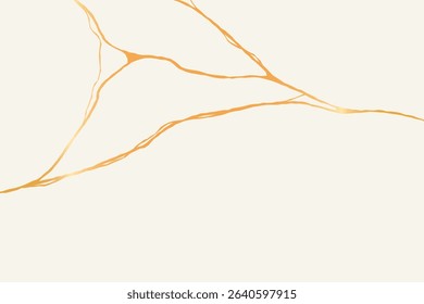 Japanese kintsugi gold crack effect. Luxury marble texture with golden lines. Modern vector illustration