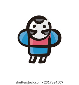 Japanese kite - Japanese new year icon (Hand-drawn line, colored version)
