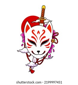 Japanese kitsune fox mask vector