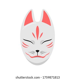 Japanese Kitsune fox and wolf mask. Vector illustration