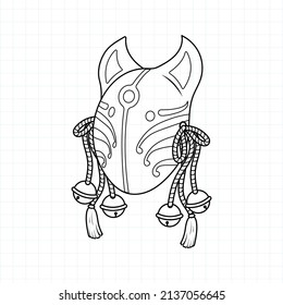 Japanese kitsune mask coloring page, Vector illustration eps.10