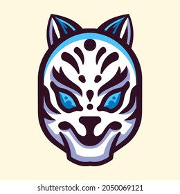 Japanese Kitsune Mask Illustration Logo