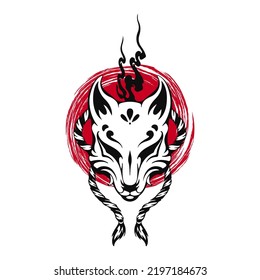 Japanese Kitsune Mask Illustration Vector