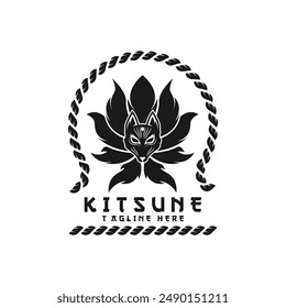 Japanese Kitsune Mask logo design .Perfect for entertainment, events, branding, and personal projects