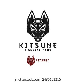 Japanese Kitsune Mask logo design .Perfect for entertainment, events, branding, and personal projects