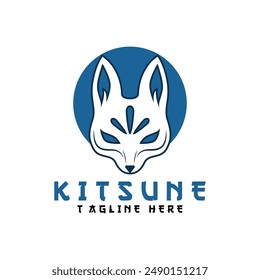 Japanese Kitsune Mask logo design .Perfect for entertainment, events, branding, and personal projects