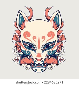 Japanese kitsune mask vector art