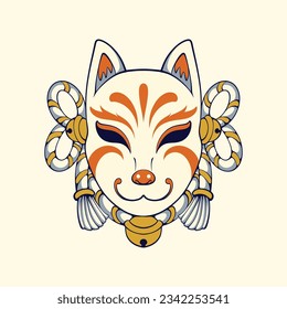 Japanese kitsune mask vector art