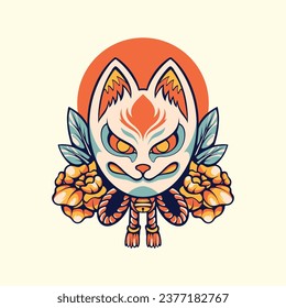 Japanese Kitsune Mask vector art
