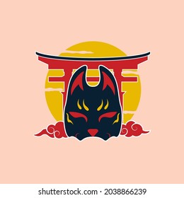 Japanese kitsune mask, Vector illustration eps.10
