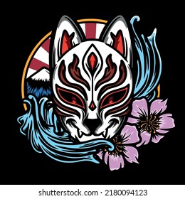 Japanese Kitsune Mask Vector Illustration