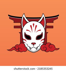 Japanese kitsune mask, Vector illustration eps.10