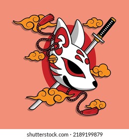 Japanese kitsune mask, Vector illustration eps.10