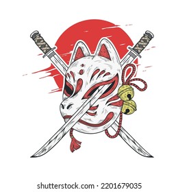 Japanese kitsune mask vector illustration