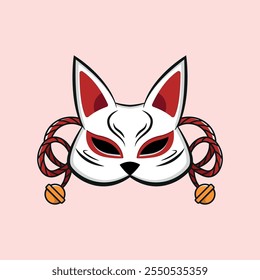 Japanese kitsune mask vector illustration