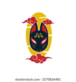 Japanese Kitsune Mask Vector Illustration