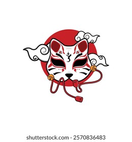 Japanese Kitsune Mask Vector Illustration