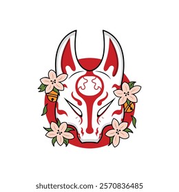 Japanese Kitsune Mask Vector Illustration