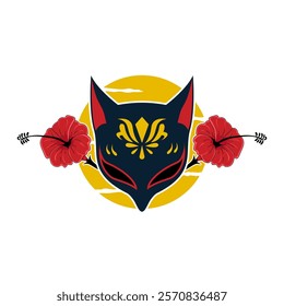 Japanese Kitsune Mask Vector Illustration