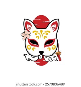 Japanese Kitsune Mask Vector Illustration