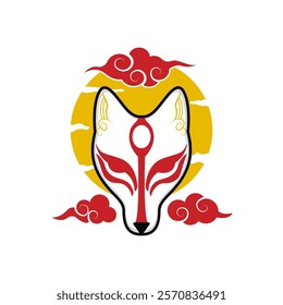 Japanese Kitsune Mask Vector Illustration