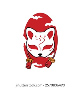 Japanese Kitsune Mask Vector Illustration