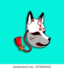 Japanese Kitsune Mask Vector Illustration