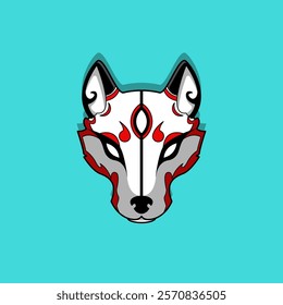 Japanese Kitsune Mask Vector Illustration