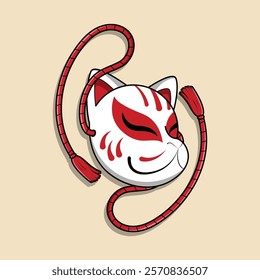 Japanese Kitsune Mask Vector Illustration