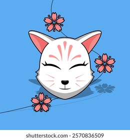 Japanese Kitsune Mask Vector Illustration