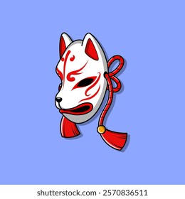 Japanese Kitsune Mask Vector Illustration