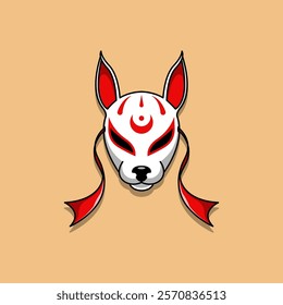 Japanese Kitsune Mask Vector Illustration