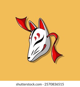 Japanese Kitsune Mask Vector Illustration