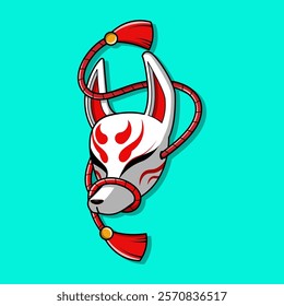 Japanese Kitsune Mask Vector Illustration