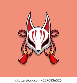 Japanese Kitsune Mask Vector Illustration