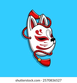 Japanese Kitsune Mask Vector Illustration