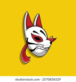 Japanese Kitsune Mask Vector Illustration