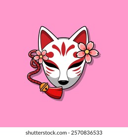 Japanese Kitsune Mask Vector Illustration