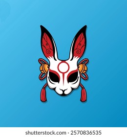 Japanese Kitsune Mask Vector Illustration